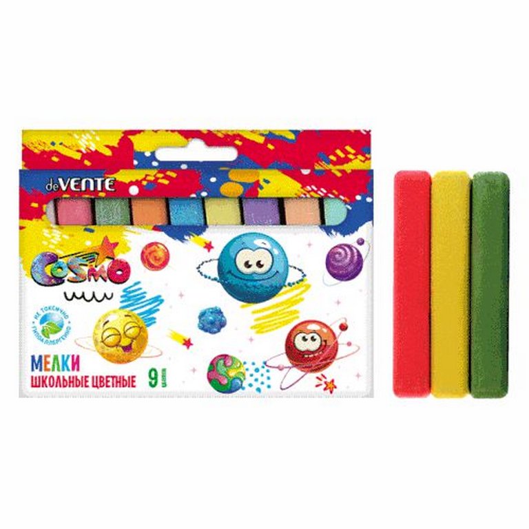 Мел школьный цветной  9шт. "Cosmo" deVENTE