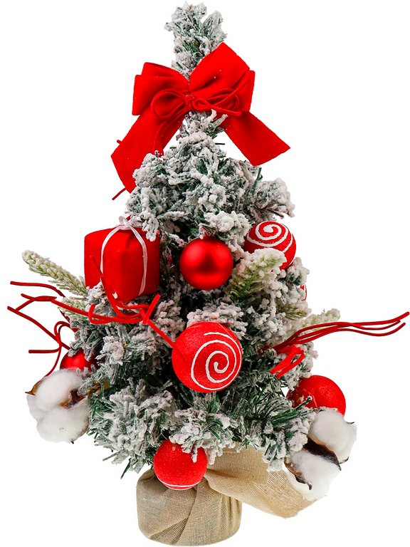 Ель декоративная   0,30 м украшенная "Зимняя красавица" (цв. гамма украшений красная)