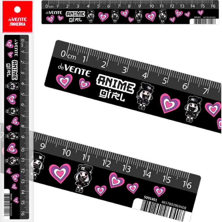 Линейка 16 см. пласт. deVENTE "Anime Girl"