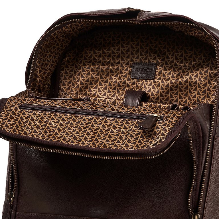 Рюкзак молодежный мужской  Dr.Koffer натуральная кожа 39*30*15см, темно-коричневый