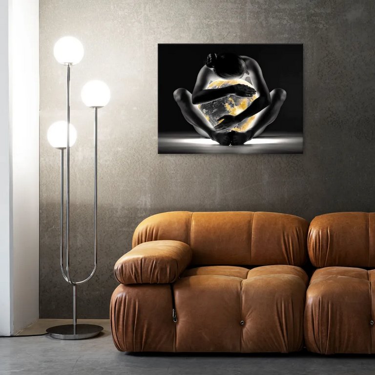 Роспись по номерам (холст) 40*50см с поталью "Объятия ночи" (основа+акрил.+кисти)