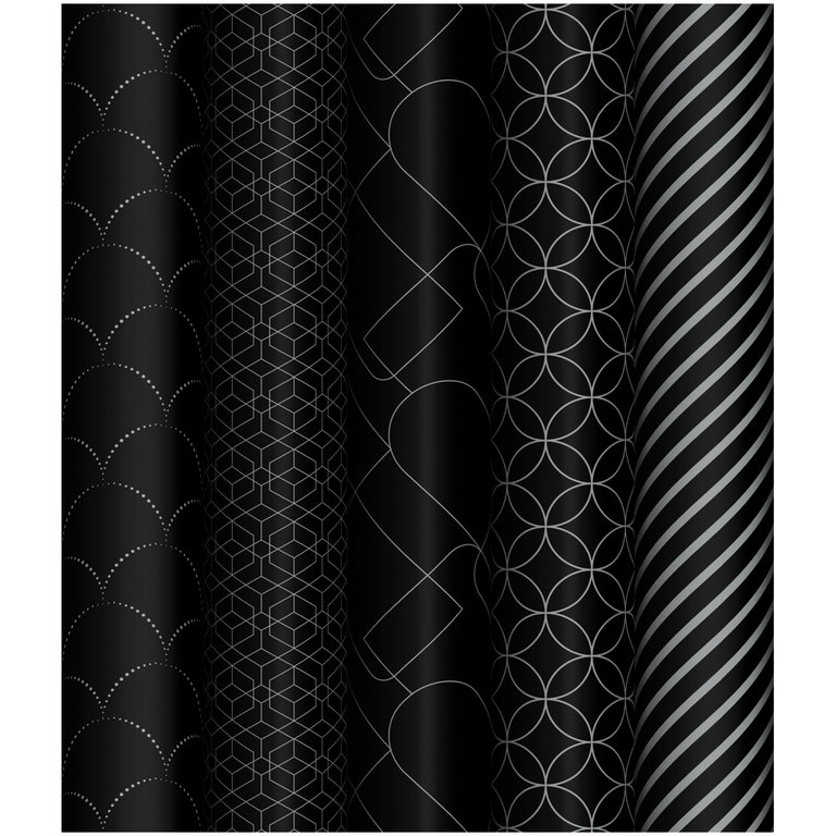 Бумага упаковочная 70*100см  в рулоне (ассорти) "Pattern on black" MESHU