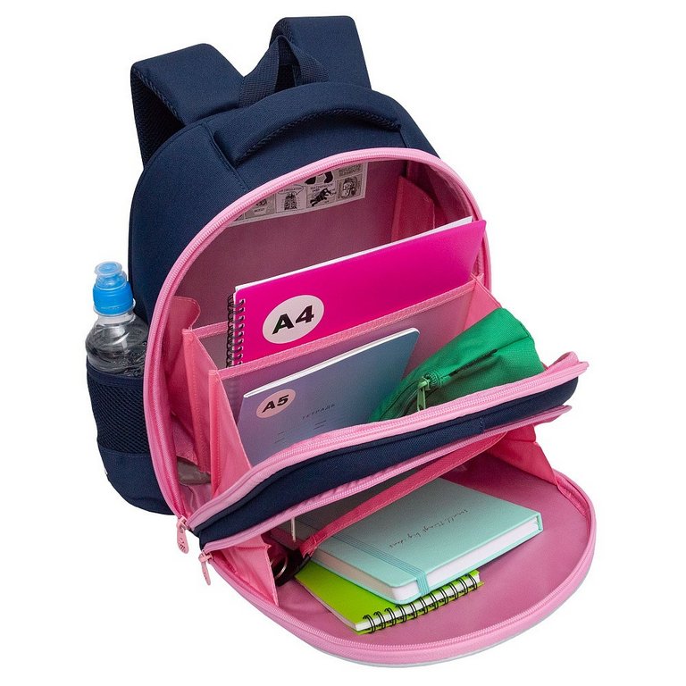 Рюкзак каркасный для девочки Grizzly 28*36*20 см., синий