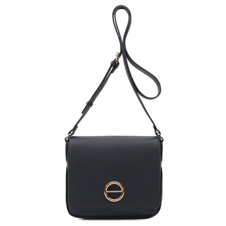 Сумка женская FABRETTI 23х18х9 см, нат. кожа, темно-синяя