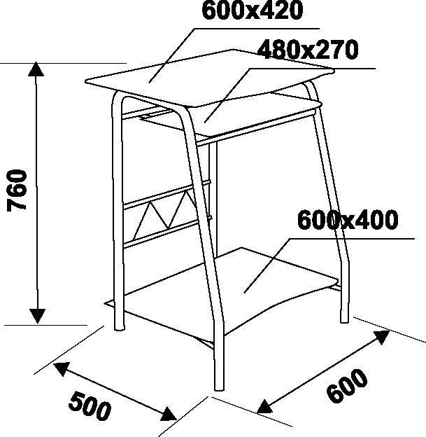 Стол компьютерный стеклянный GD-005 (760*600*500мм)