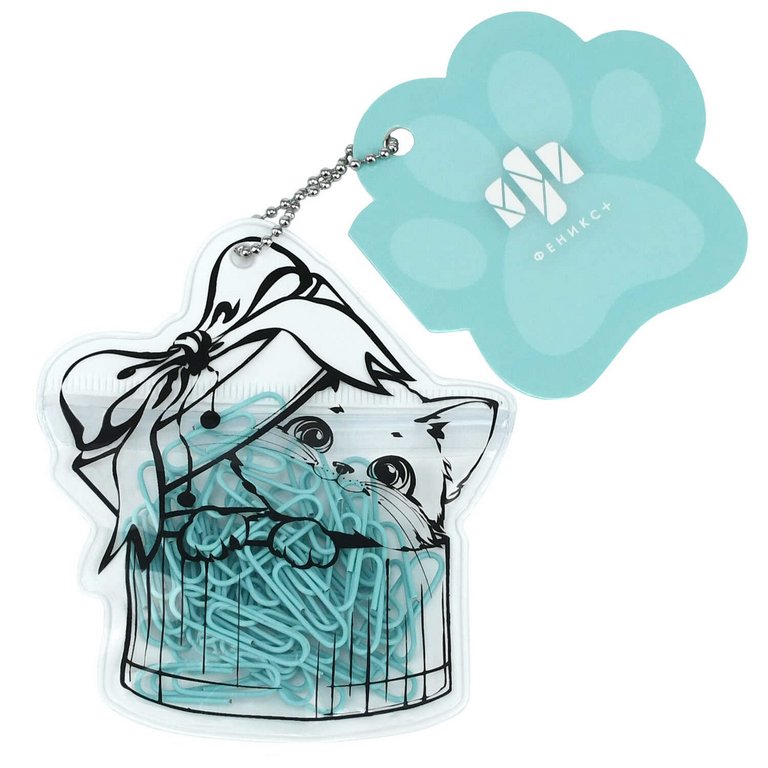 Скрепки мятные "Котенок в коробке" 28 мм 40 шт/уп