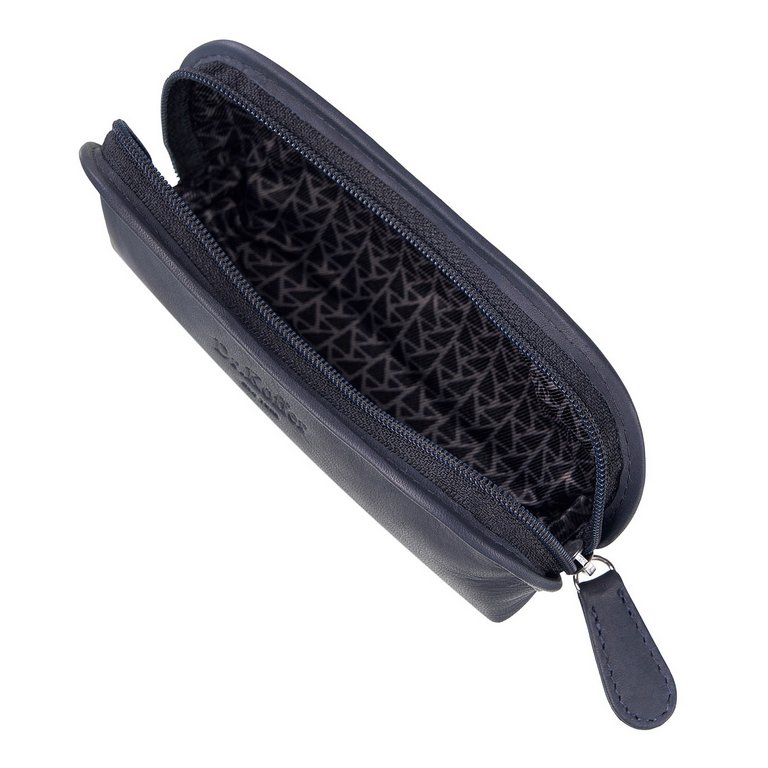 Футляр для очков Dr.Koffer, 7*15*3см, нат. кожа, на молнии, синий