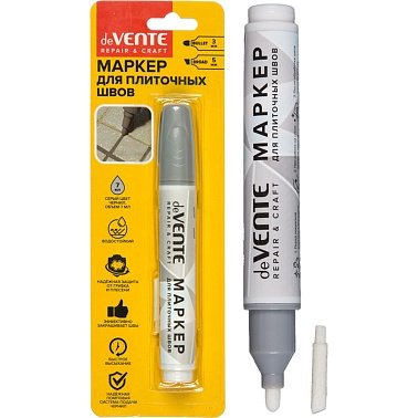 Маркер для плиточных швов deVENTE перманентный, круглый серый
