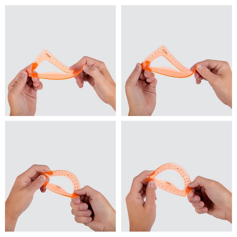 Набор чертежный (набор линеек) 3 пред. (треуг., линейка 15см., транспортир) Стамм, гибкий, оранжевый