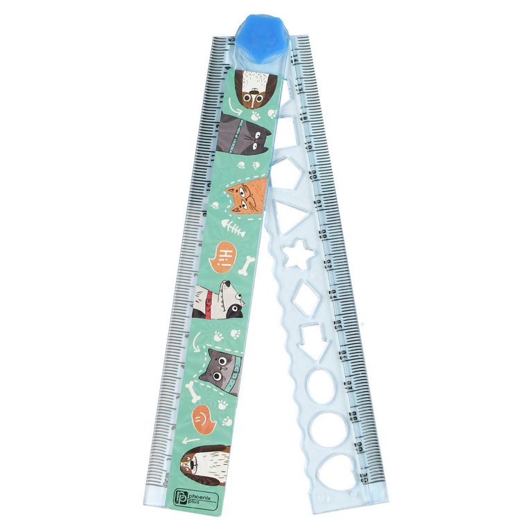 Линейка 15-30 см. пласт. Феникс+ "Пес и кот" складная