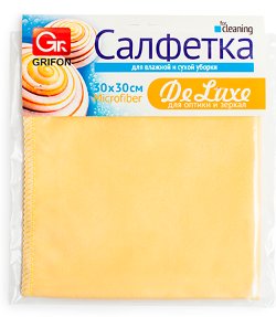 Салфетка для стекол и зеркал (микрофибра) 30*30см Grifon, 230 г/м2