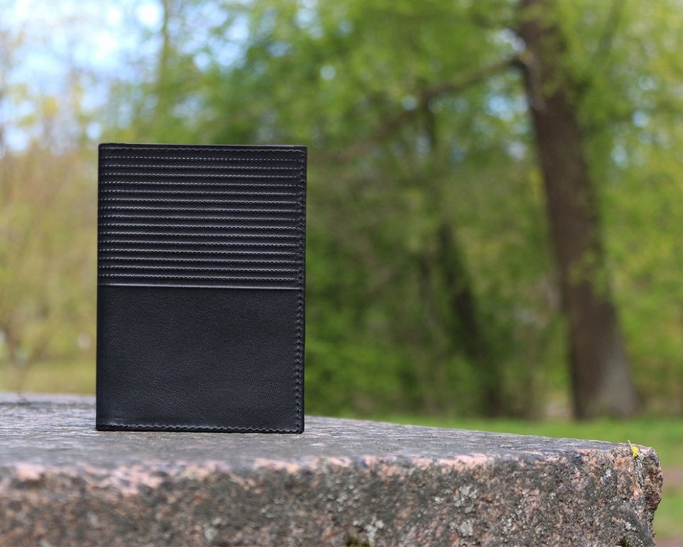 Обложка для паспорта Borasco "Hermes" нат. кожа, черная