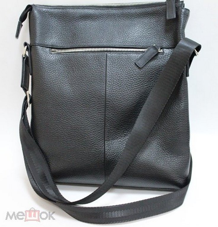 Сумка мужская D.Morelli малая, нат. кожа, на плечевом ремне, фл.черный