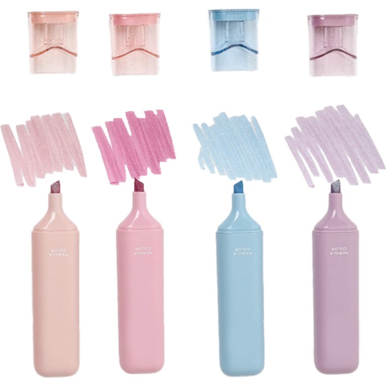 Набор текст-маркеров  4 шт пастельные цвета (с блестками) deVENTE "Shimmer" 1-5 мм