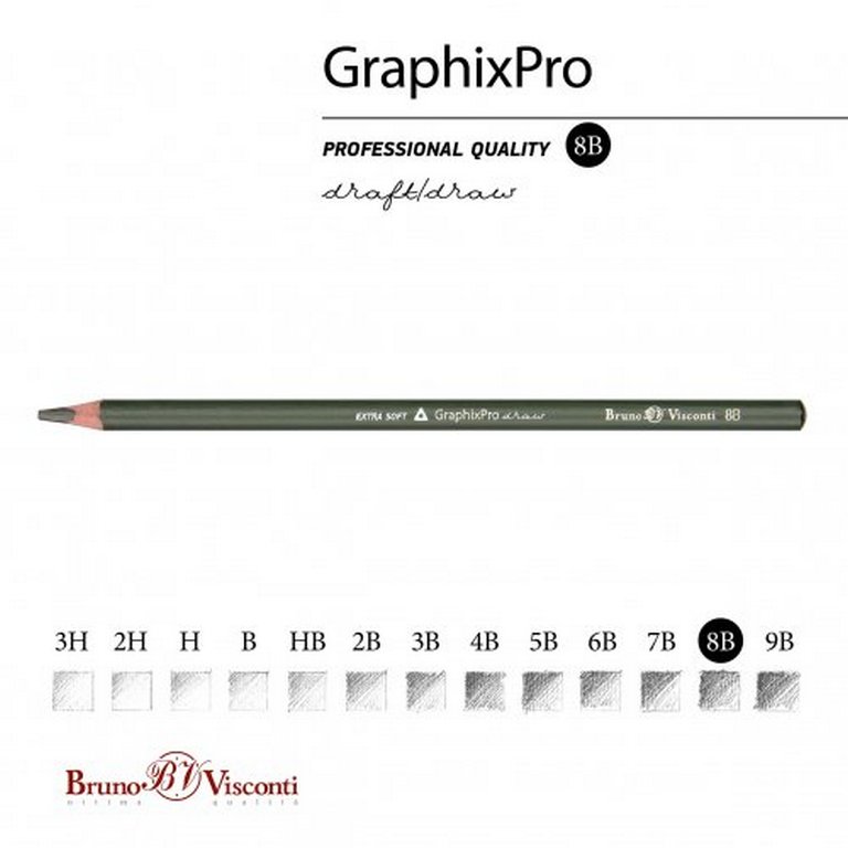 Карандаш ч/г  8В трехгранный Bruno Visconti "GraphixPro"
