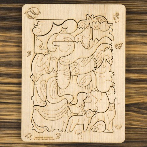 Пазлы деревянные (кедр) "Заповедный бор" А5  БАРБАРИКУМ