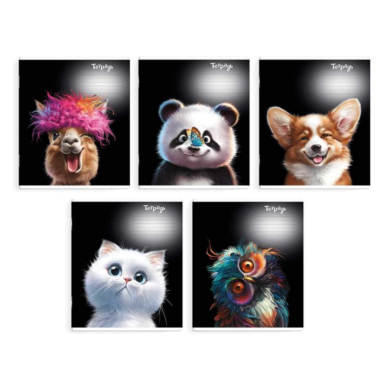 Тетрадь 18 лист лин. А5+ "Забавные животные" ассорти