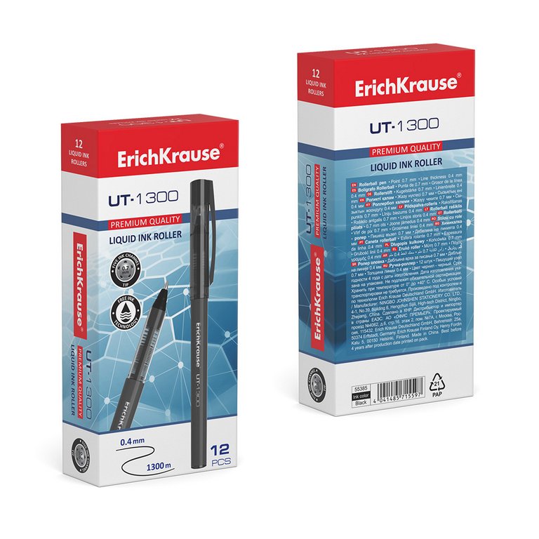 Роллер ErichKrause UT-1300 (0,4мм), черный