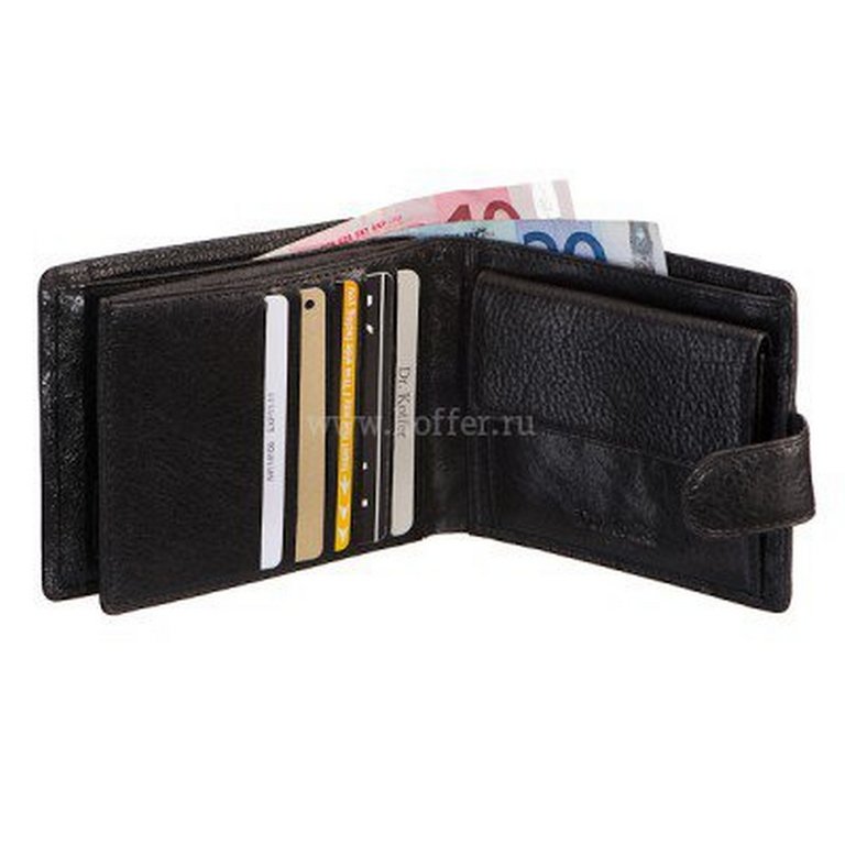 Портмоне Dr.Koffer 10*12,5см, нат. кожа, черный