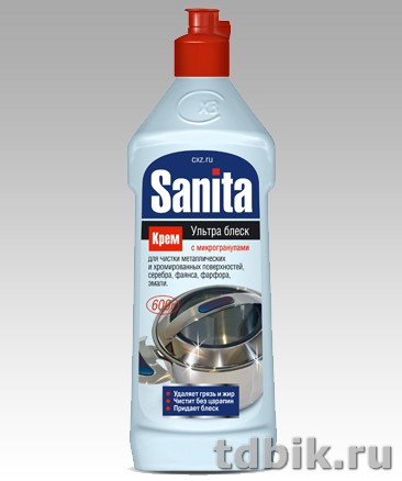 Средство для мытья металлических и хром. поверхностей Санита-крем, 600 гр.