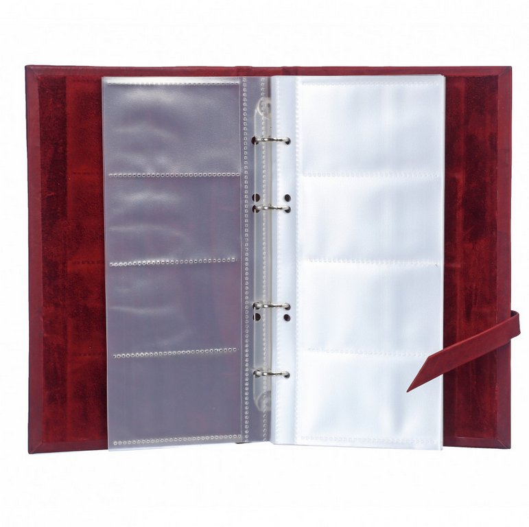 Визитница Макей 155*256мм на 160 визиток с гербом, нат.кожа , бордо