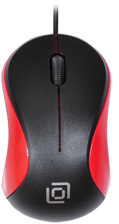 Мышь оптическая проводная OKLICK 115S 1200dpi USB цв. черный/красный