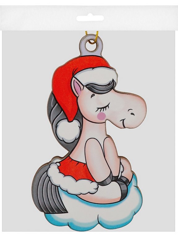 Украшение елочное из дерева "Снежная пони" 9 см