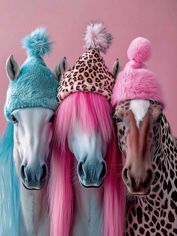 Алмазная мозаика 30*40см "Лошади в шапочках" Феникс+