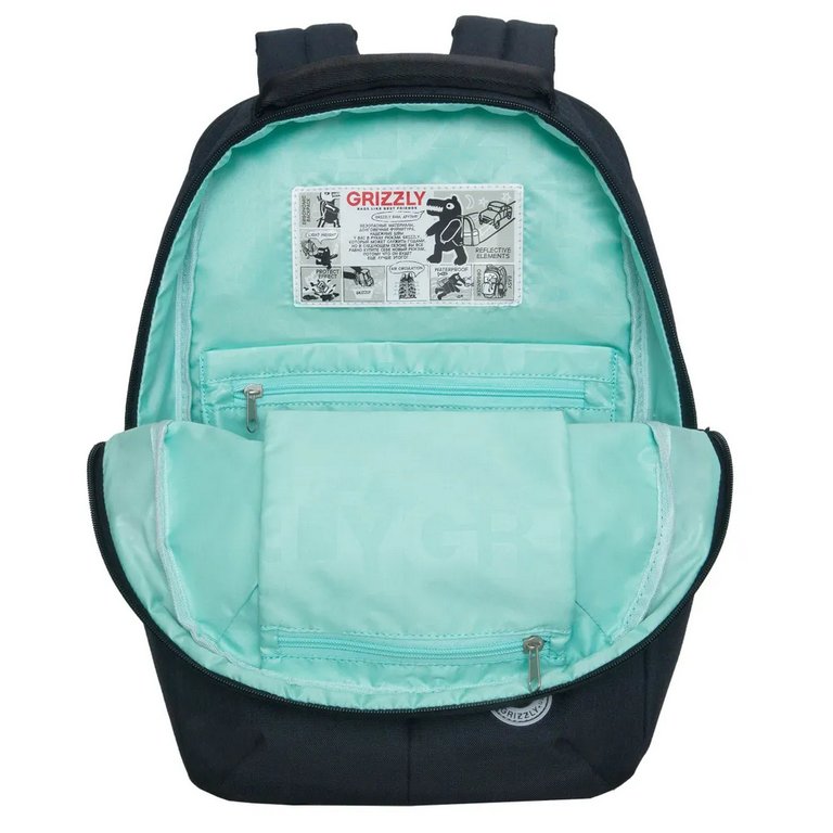 Рюкзак школьный для девочки Grizzly 28*42*14 см, черный