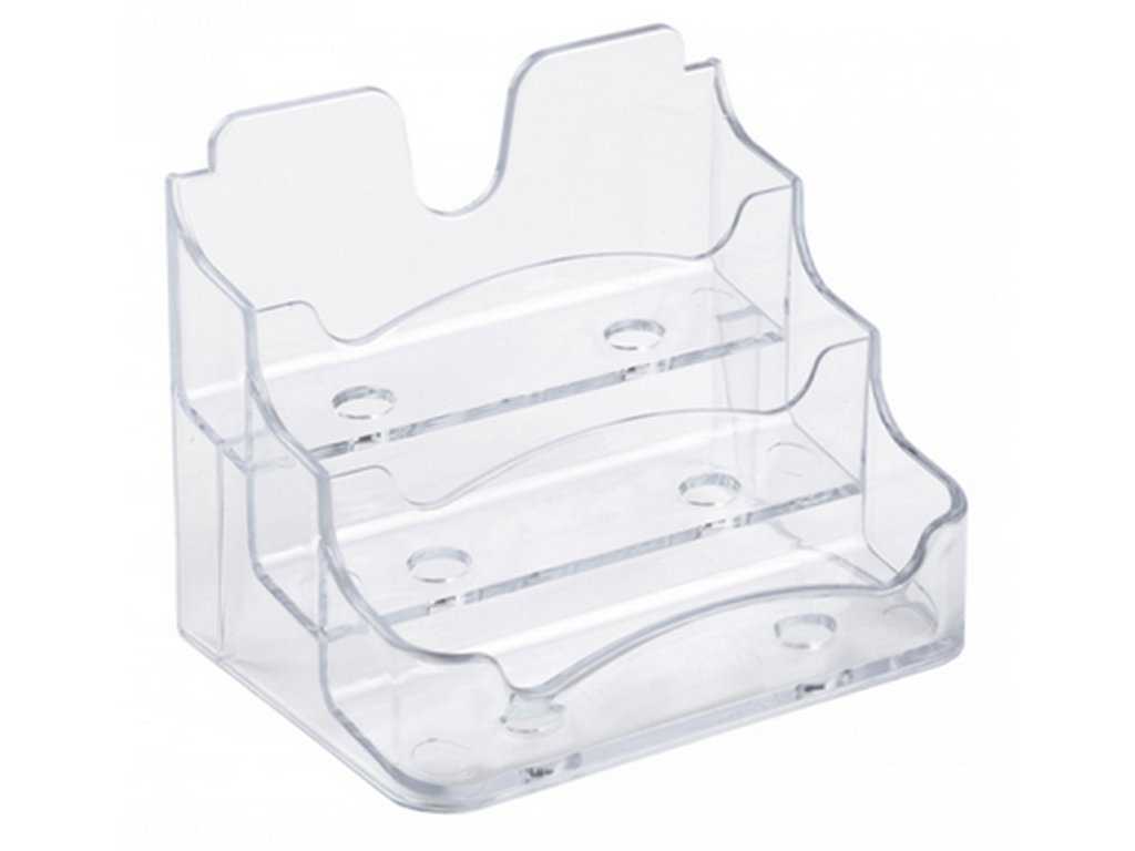 Подставка для визитных карточек 3 отдела 70*102*82 мм Стамм, прозрачная,