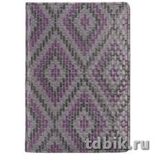 Обложка для паспорта Dr.Koffer "Ромбы" нат. кожа, серая