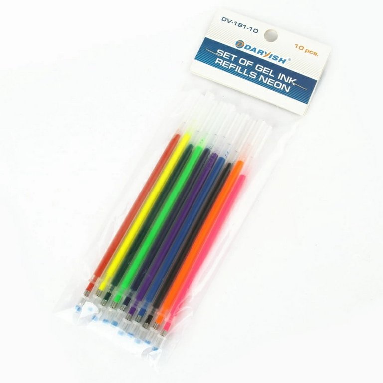 Стержень гелевый 130мм набор 10цв неон. 0,7мм Darvish
