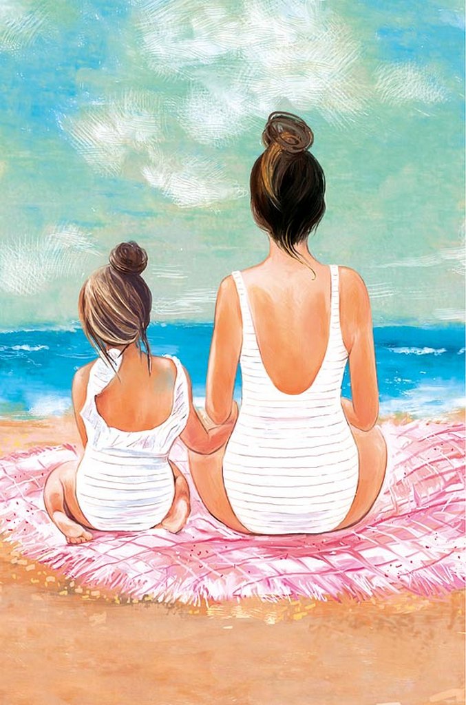 Открытка средняя  "Мама с дочкой" текст