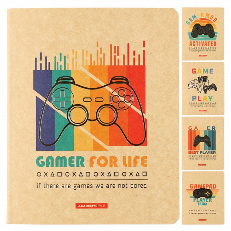 Тетрадь 48 лист кл. А5 на скрепке "Джойстики"