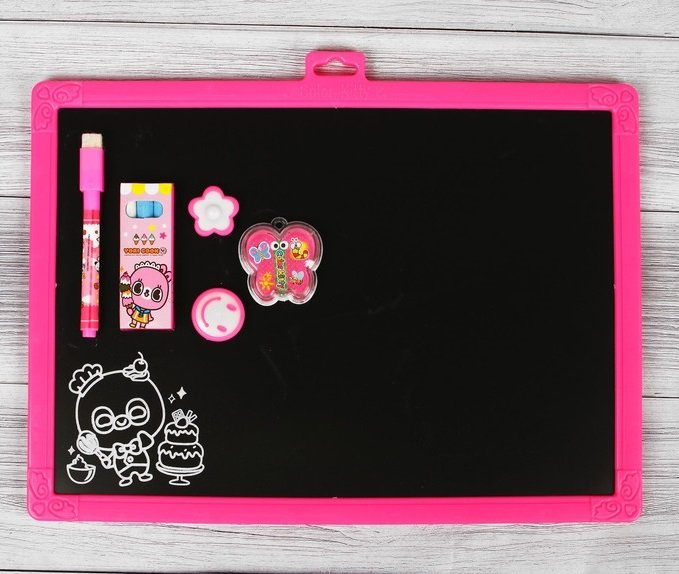 Доска детская 260*340 мм двусторонняя маркерно-меловая  (+мел 3шт,маркер,магниты 2шт)