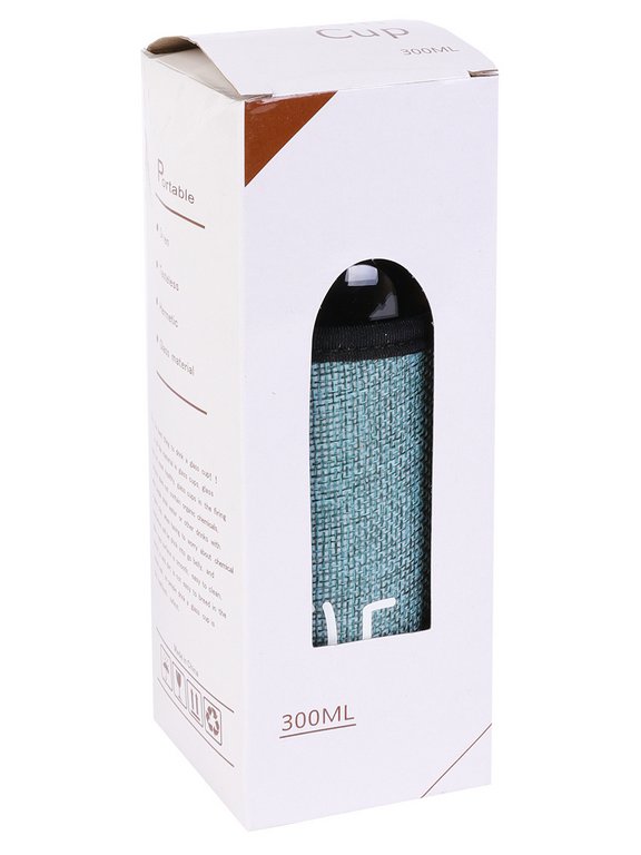 Бутылка стеклянная 300мл "My bottle" прозрачная в бирюзовом чехле