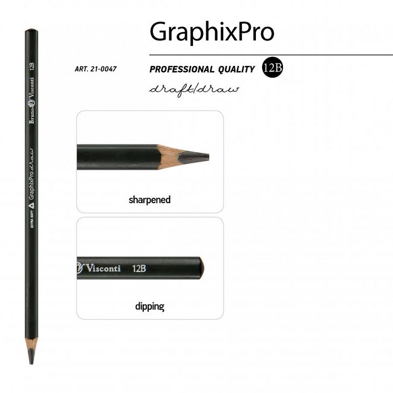 Карандаш ч/г 12В трехгранный Bruno Visconti "GraphixPro"