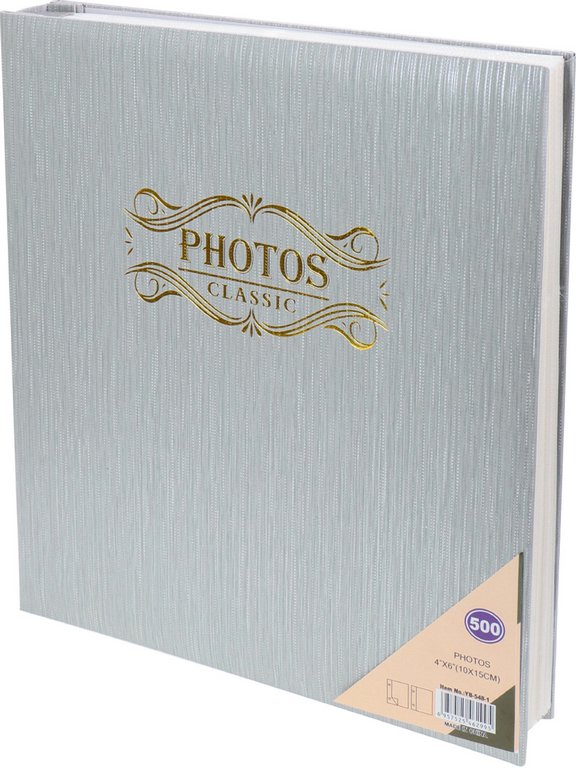Фотоальбом 500 фото 10*15см "Классика" твердая обложка, серебряная рябь