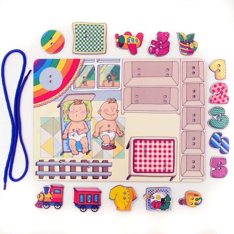 Игра развивающая Моторика Шнуровка "Дет сад" 3+ (дерево) Сибирские Игрушки