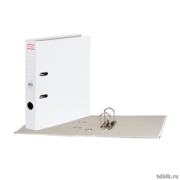Папка-регистратор А4 50мм Brauberg, пл. карман на торце, метал. окантовка, белая