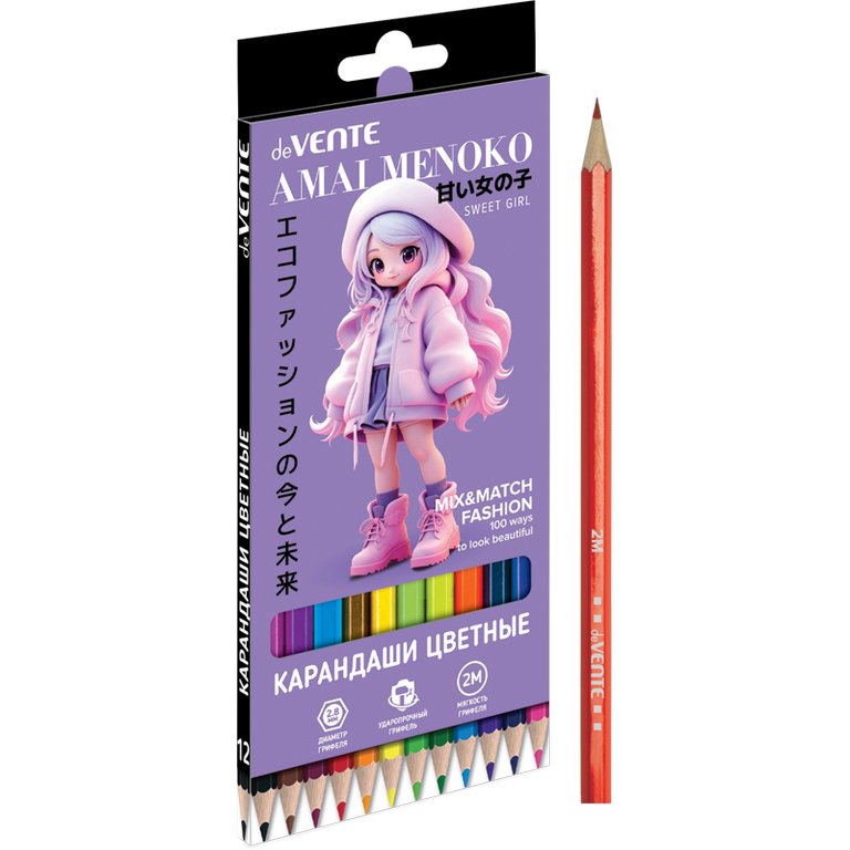 Набор карандашей  12 цв. deVENTE "Amai Menoko", 2М