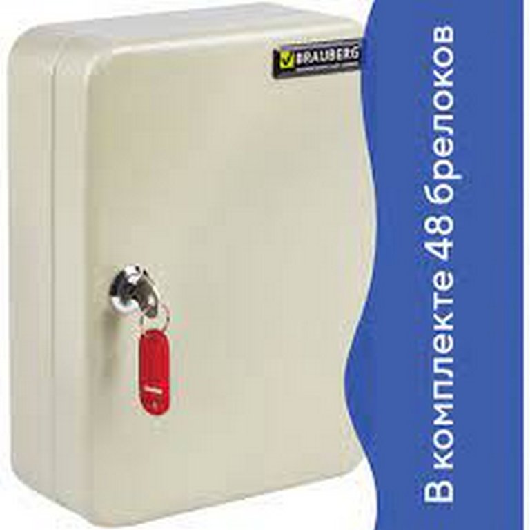 Шкаф для хранения  48 ключей, серый, с брелками, 250x180х80 мм, с замком