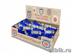 Украшение елочное из пластика "Конфета серебряно-синяя" 9см