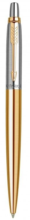 Ручка шариковая Parker Jotter Gold Stainless Steel GT M, синяя (нерж.сталь)