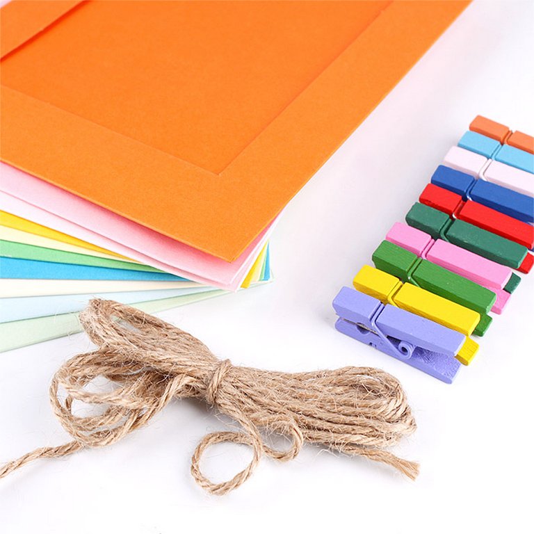 Рамки для фотографий в наборе 9х13 см (10 бум. рамок, 10 прищепок+ шпагат) цветная