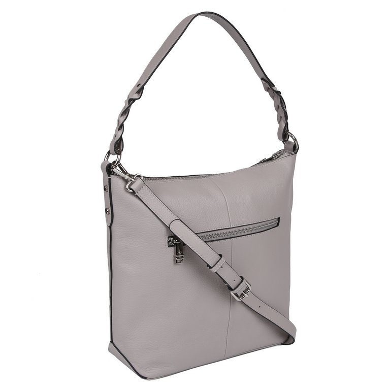 Сумка женская FABRETTI 32х29х11 см, нат. кожа, серый