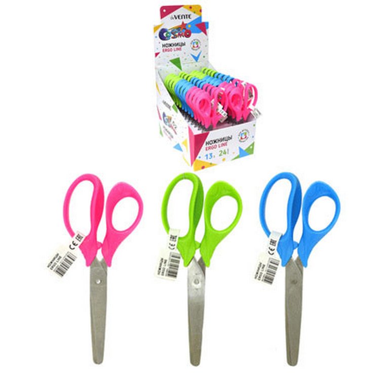 Ножницы 130 мм детские закругл. лезвия, пласт. эргон. рукоятка, c линейкой deVENTE "Cosmo Ergo Line"
