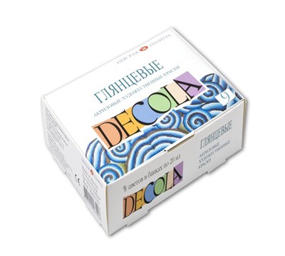 Краски акриловые  9 цв. 20мл Декола глянцевые