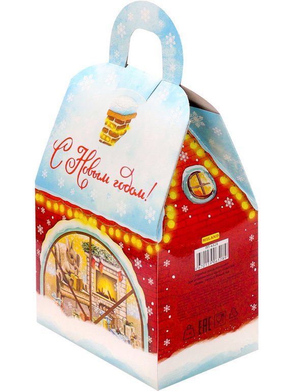 Коробка для конфет на 1000 гр "Домик Уютный Новый год"