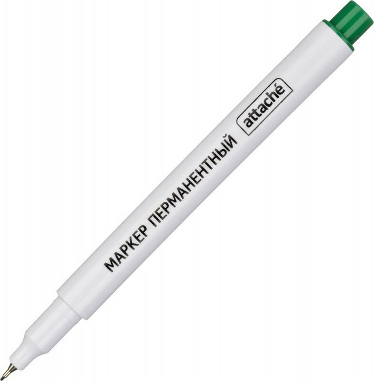 Маркер перманентный  0,5 мм Attache зелёный, супертонкий метал. наконечник